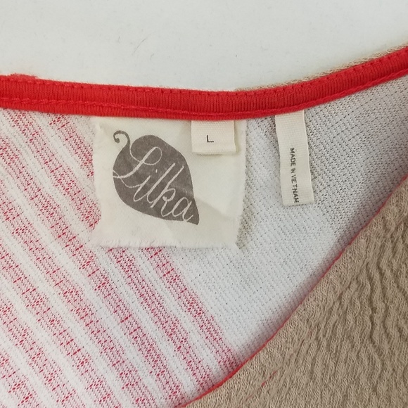 Anthropologie Lilka dress stripes orange tan L - Picture 7 of 7